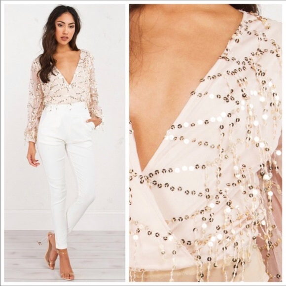 Tops - 💥NWT LAST ONE! Gorgeous Sequined Fringe Bodysuit